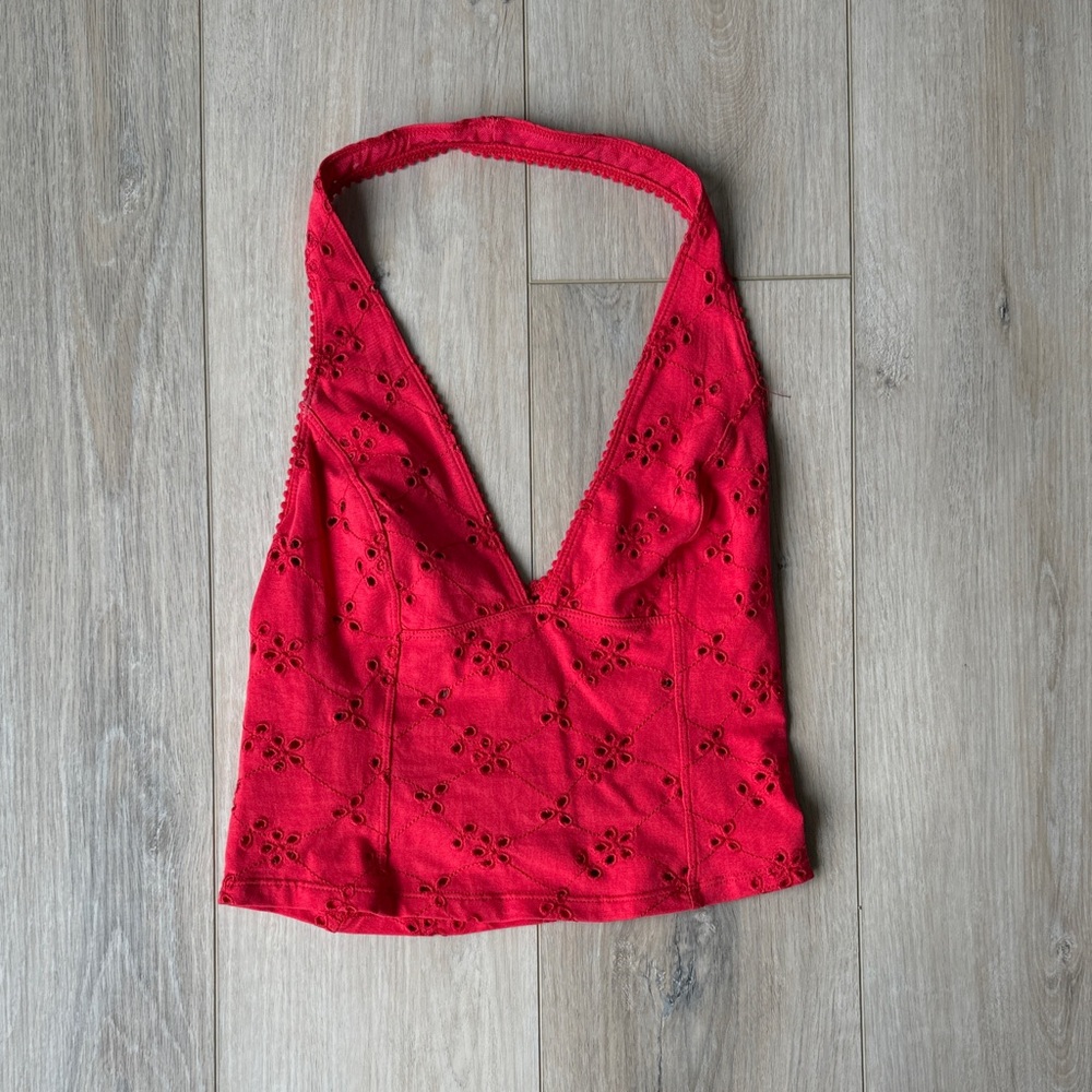Free People Scarlet Eyelet Halter Top